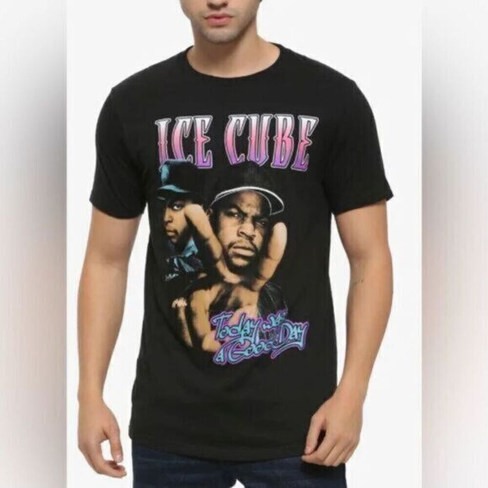 GUC Unisex Black Short Sleeve Graphic ICE CUBE Tee Shirt - Size Large
